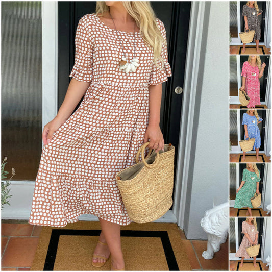 👗🛍️ Abito midi con scollo rotondo e stampa a pois – Il must-have del tuo guardaroba! ✨