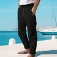 Pantaloni casual da uomo in lino con coulisse