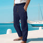 Pantaloni casual da uomo in lino con coulisse