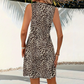 Miniabito da donna con scollo a V e stampa leopardata
