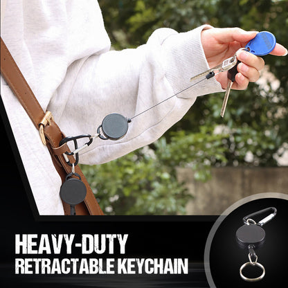 Heavy-Duty Retractable Keychain with Carabiner