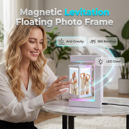 Cornice portafoto fluttuante a levitazione magnetica con LED