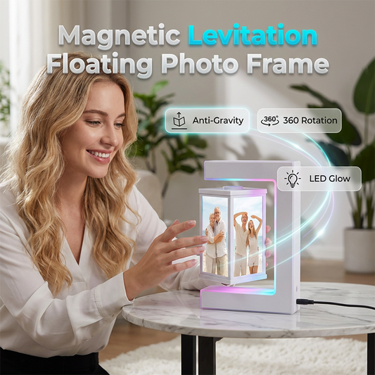 Cornice portafoto fluttuante a levitazione magnetica con LED