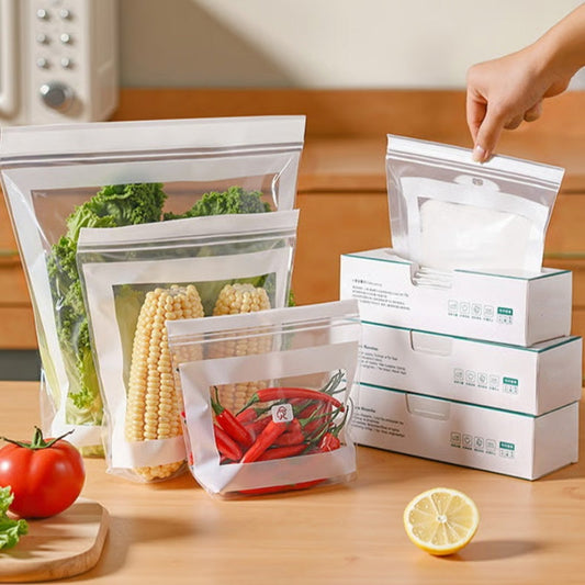 Sacchetti trasparenti rinforzati a doppia chiusura per uso alimentare