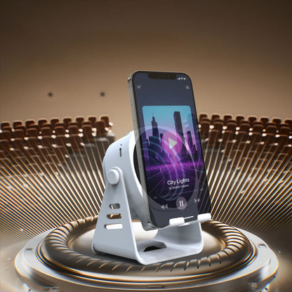 🔊 Supporto 2 in 1 con altoparlante a induzione, audio a 360°, compatibile con tutti i telefoni e i tablet