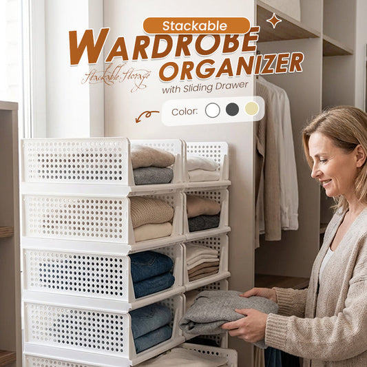 Organizer per armadio impilabile con cassetto scorrevole