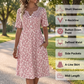 Abito casual da donna con scollo a V, stampa e tasche