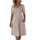 Abito casual da donna con scollo a V, stampa e tasche