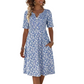 Abito casual da donna con scollo a V, stampa e tasche