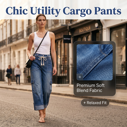 Pantaloni cargo casual da donna a gamba larga