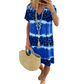 Abito casual con scollo a V con stampa leopardata tie-dye da donna