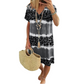 Abito casual con scollo a V con stampa leopardata tie-dye da donna