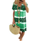 Abito casual con scollo a V con stampa leopardata tie-dye da donna