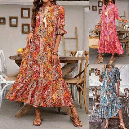 👗 SCONTO DEL 50% – PER TEMPO LIMITATO! Abito boho con scollo a V e spacco laterale: casual, femminile e perfetto per tutte le occasioni estive 🌸✨