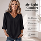 Blusa casual da donna con scollo a V e maniche a tre quarti