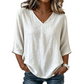 Blusa casual da donna con scollo a V e maniche a tre quarti