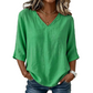 Blusa casual da donna con scollo a V e maniche a tre quarti