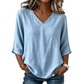 Blusa casual da donna con scollo a V e maniche a tre quarti