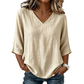 Blusa casual da donna con scollo a V e maniche a tre quarti