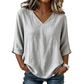 Blusa casual da donna con scollo a V e maniche a tre quarti