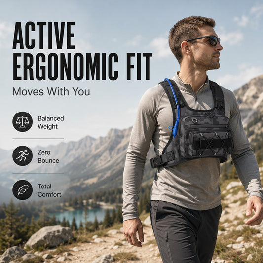 🚴‍♂️🥤✨Pettorina Tattica con Tasca Frontale, Compatibile con Sistema di Idratazione, per Uomo