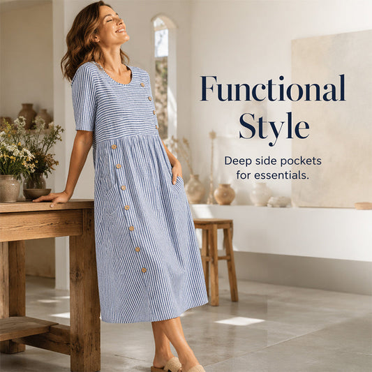 Abito casual da donna a righe con vestibilità comoda