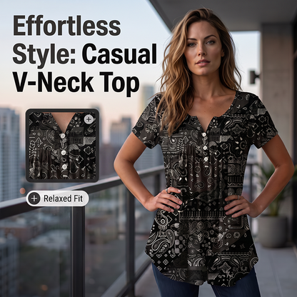 Top casual da donna con scollo a V