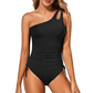 Women's One-Shoulder Ruched One-Piece Swimsuit