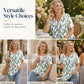 Top casual da donna a maniche corte con scollo a V, stampa e dettagli plissettati
