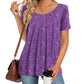 👚 Top floreale da donna a maniche corte e scollo rotondo — Top leggero con stampa floreale e classico scollo rotondo