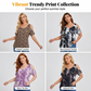 Top casual da donna con stampa e scollo rotondo