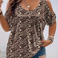 Top casual da donna con stampa e scollo rotondo