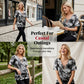 T-shirt da donna con scollo a V, allacciatura e fantasia tie-dye