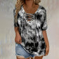T-shirt da donna con scollo a V, allacciatura e fantasia tie-dye