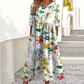 Abito lungo elegante da donna a girocollo con stampa floreale