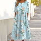 Abito lungo elegante da donna a girocollo con stampa floreale