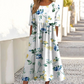 Abito lungo elegante da donna a girocollo con stampa floreale