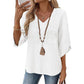 Top casual da donna con scollo a V e ricami