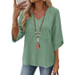 Top casual da donna con scollo a V e ricami