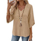 Top casual da donna con scollo a V e ricami
