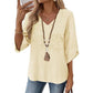 Top casual da donna con scollo a V e ricami
