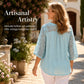 Top da donna con scollo a V e maniche traforate