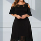 Abito elegante da donna con spalle scoperte e orlo in pizzo