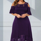 Abito elegante da donna con spalle scoperte e orlo in pizzo