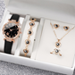 💥【Offerta a metà prezzo】🔥 Set regalo da donna composto da 5 pezzi: orologio e gioielli | Quadrante con motivo a farfalla | Regalo ideale 🎁