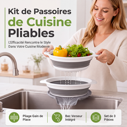 🔥 OFFERTA LIMITATA: -50%! 🥗 Colapasta Pieghevole Multifunzione – Scolapasta con Base di Scarico, Compatto e Pratico per la Cucina ✨