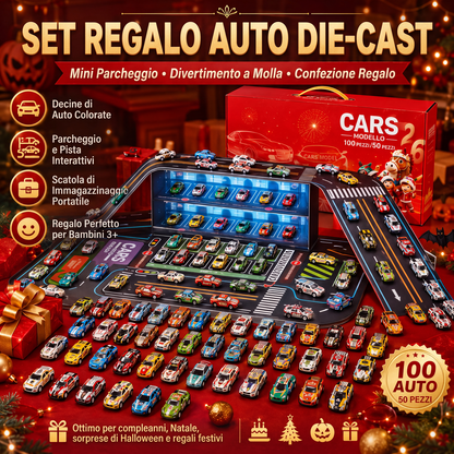 Set da gioco con garage per auto giocattolo pieghevole