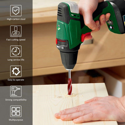 🔧 Set di 8 Punte a Chiocciola per Legno | Acciaio al Carbonio e Attacco Esagonale Universale 🪵 | 4 Gole per Foratura Liscia e Precisa 🎯 | per Trapano a Mano ed Elettrico ✨