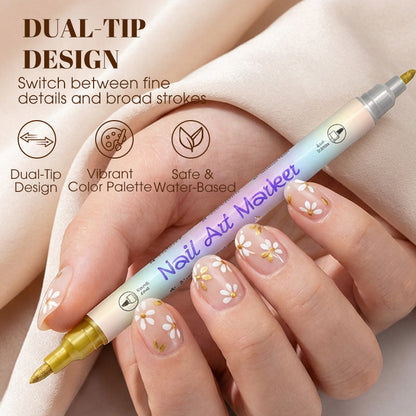 Set Pennarelli Nail Art a Doppia Punta per Decorazione Unghie