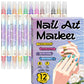 Set Pennarelli Nail Art a Doppia Punta per Decorazione Unghie